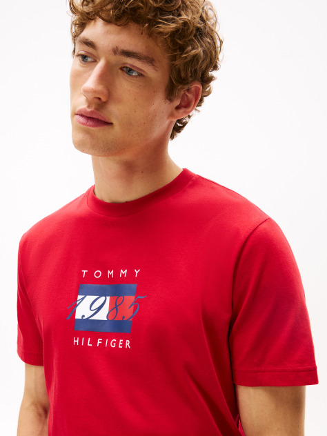 Rosu Tricou Din Jersey Cu Imprimeu Steag  Barbati