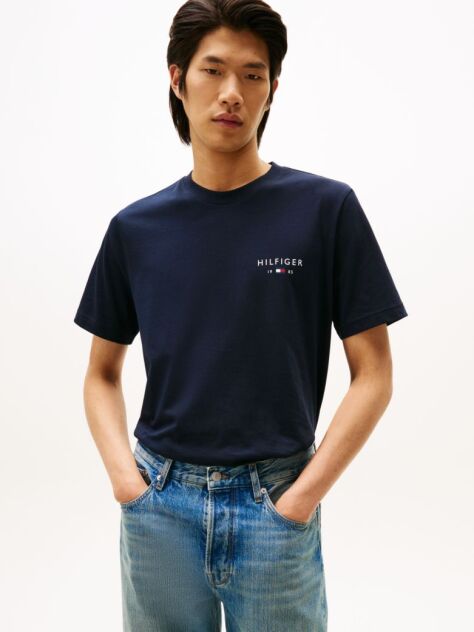 Blue T-Shirt Cu Croiala Regular Si Logo  Barbati
