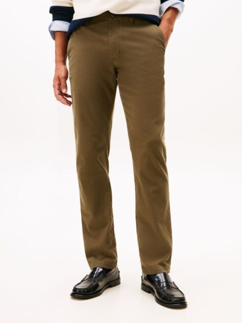 Verde Denton Twill Pantaloni Chino Din Bumbac  Barbati