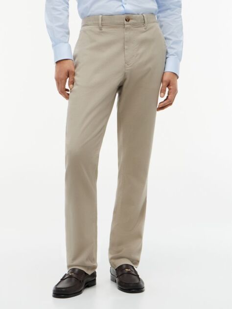 Bej Pantaloni Denton Chino Drepti Cu Textura  Barbati