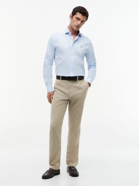 Bej Pantaloni Denton Chino Drepti Cu Textura  Barbati