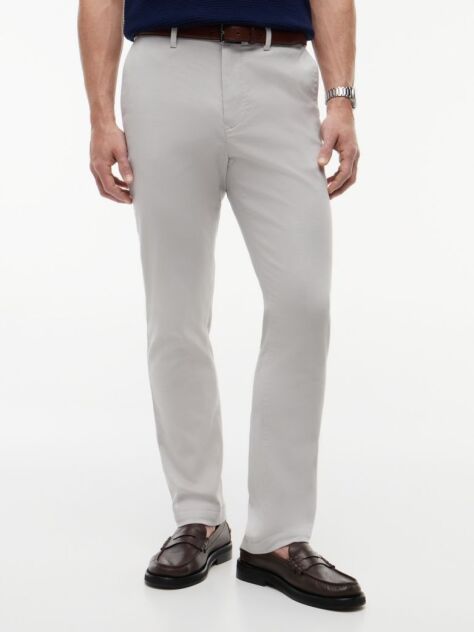 Gri Pantaloni Denton Chino Drepti Cu Textura  Barbati