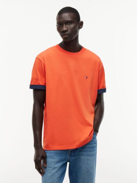 Orange Mixed Texture T-Shirt  Men