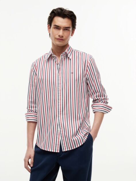Multi Camasa Flex Din Poplin Cu Croiala Regular Si Dungi  Barbati