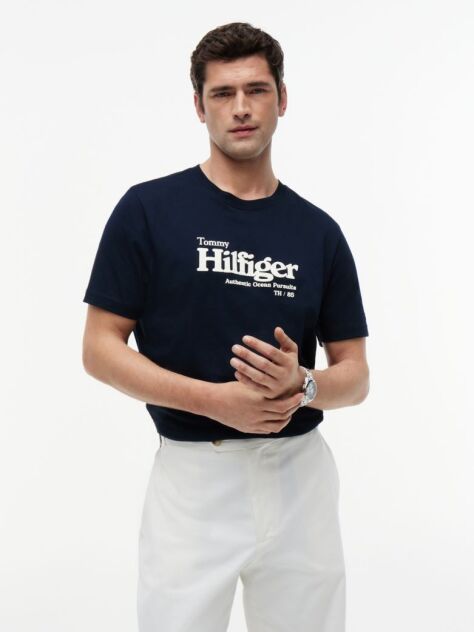 Blue Tricou Cu Imprimeu Grafic Si Logo  Barbati