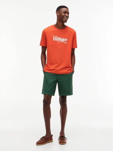 Portocaliu Tricou Cu Imprimeu Grafic Si Logo  Barbati