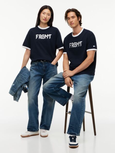 Blue Tommy Hilfiger x FRGMT Ringer T-Shirt Cu Croiala Regular  Barbati
