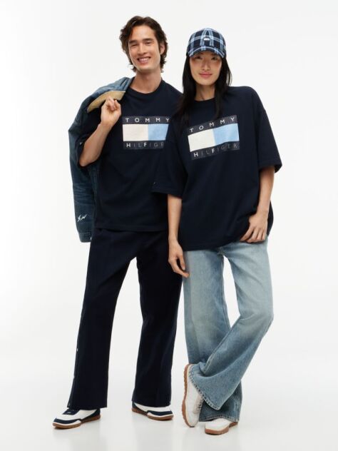 Blue Tommy Hilfiger x FRGMT T-Shirt Din jerseu Cu Croiala Lejera  Barbati