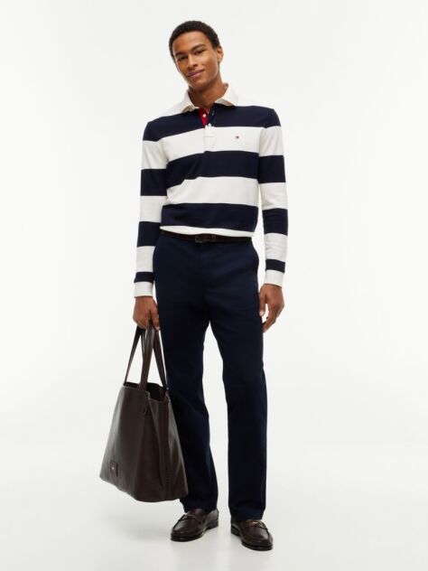 Multi Rugby Stripe Long Sleeve Polo Shirt  Men