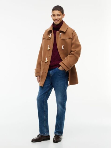 Brown Pure Wool Relaxed Duffel Coat  Men