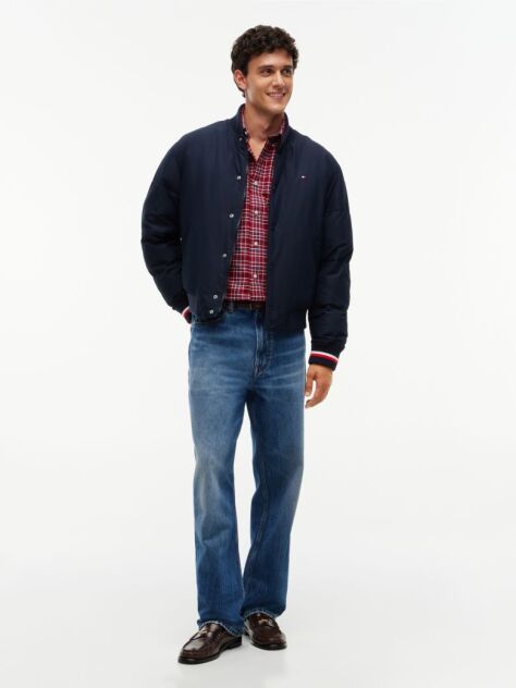 Blue Global Stripe Padded Relaxed Bomber Jacket  Men