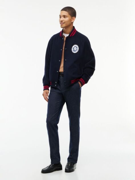 Blue Pantaloni Chinos Denton Cu Croiala Dreapta  Barbati