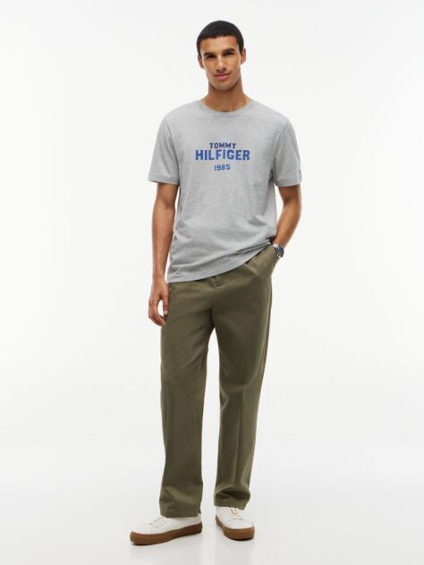 Gri T-Shirt Din Jerseu Cu Logo Si Guler Rotund  Barbati
