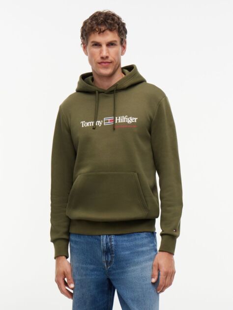 Verde Hanorac Cu Fleece Logo Si Cordon  Barbati