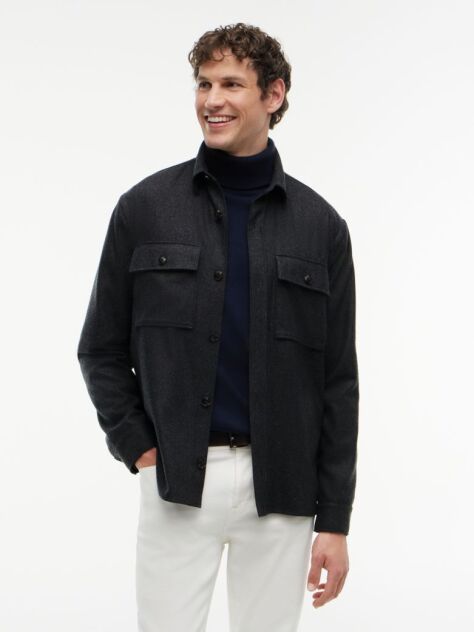 Gri Geaca Tip Camasa New York Label Cu Croiala Regular  Barbati