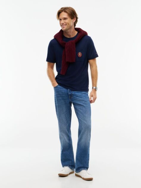 Blue Crest Pocket Fluid Cotton T-Shirt  Men