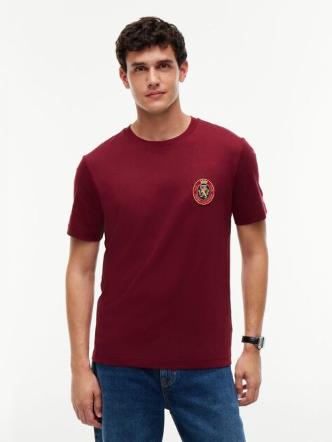Red Crest Pocket Fluid Cotton T-Shirt  Men