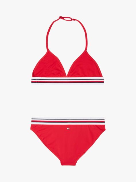 Rosu Set Bikini Triangle Cu Dungi Globale  Fete