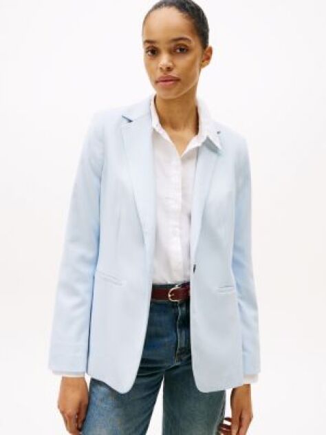 Blue TH Monogram Embroidery Single Breasted Regular Blazer  Women