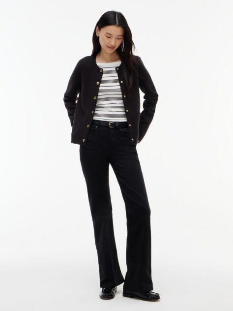 Negru Cardigan Reversibil Din Jersey Elastic  Femei
