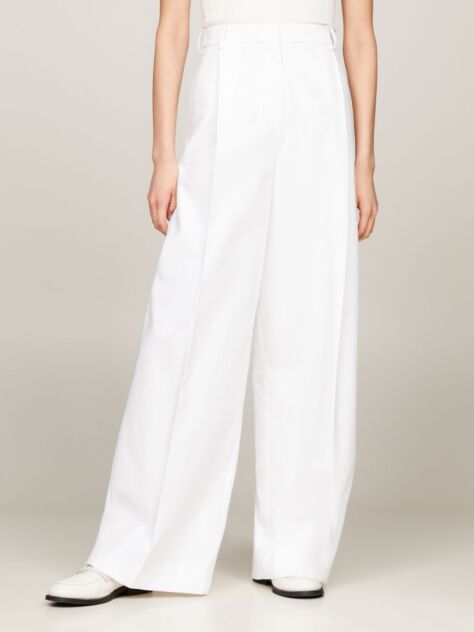 Alb Pantaloni Bootcut Crest Pique  Femei
