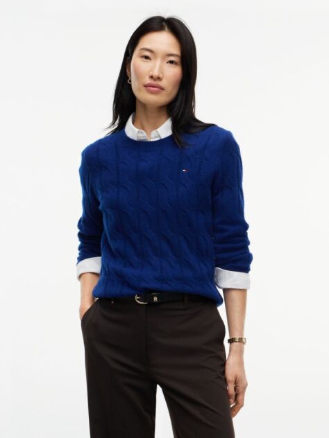 Blue Pulover Din Tricot De Lana Pura   Femei