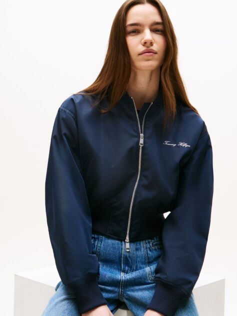 Blue Geaca Bomber Scurta Lejera Hidrofuga  Femei