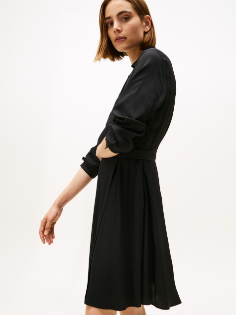 Negru Rochie Mini Wrap Relaxata Cu Maneci Lungi  Femei
