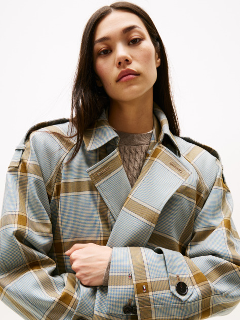 Multi Palton Trench Relaxat Usor Cu Model In Carouri  Femei