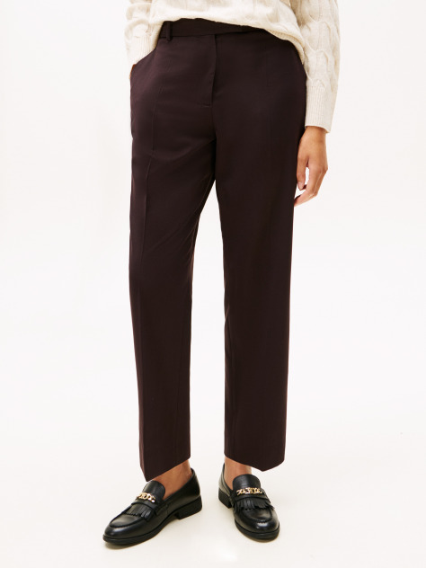 Rosu Pantaloni Drepti Slim Pana La Glezna  Femei