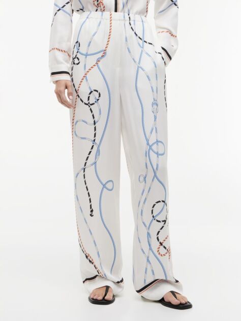 Multi Pantaloni Drepti Lejeri Cu Imprimeu De Franghie  Femei