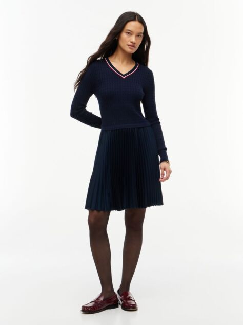Blue Crepe Mixed Texture Mini Dress  Women