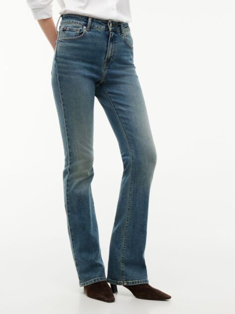 Blue Blugi Skye Faded Cu Talie Medie Bootcut   Femei