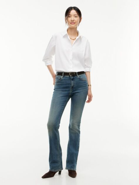 Blue Blugi Skye Faded Cu Talie Medie Bootcut   Femei