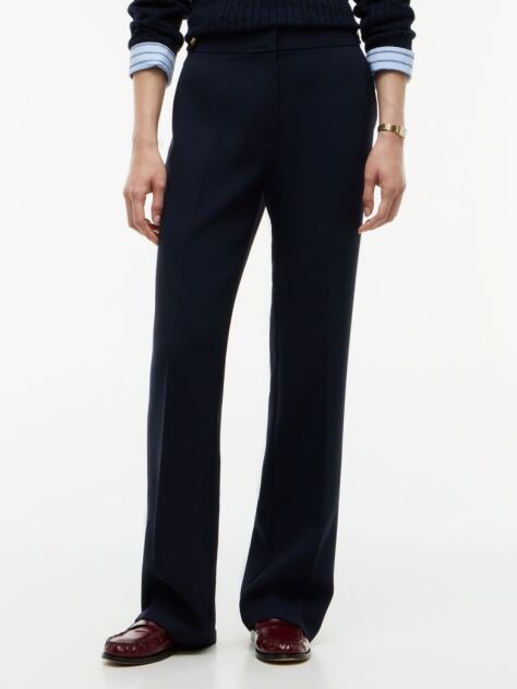 Blue Gold-Tone Button Slim Bootcut Trousers  Women
