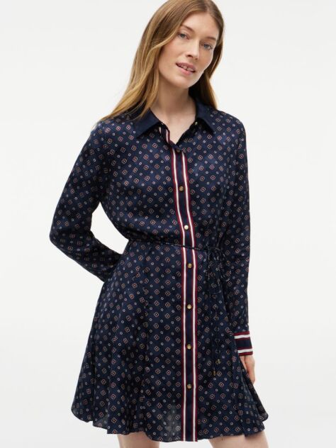 Blue Rochie Mini Tip Camasa Cu Imprimeu  Femei