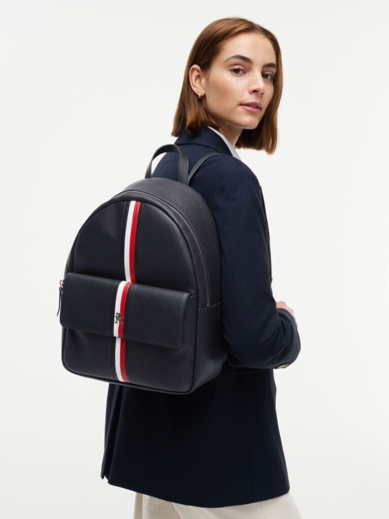 Blue Essential Corporate Global Stripe Dome Backpack  Women
