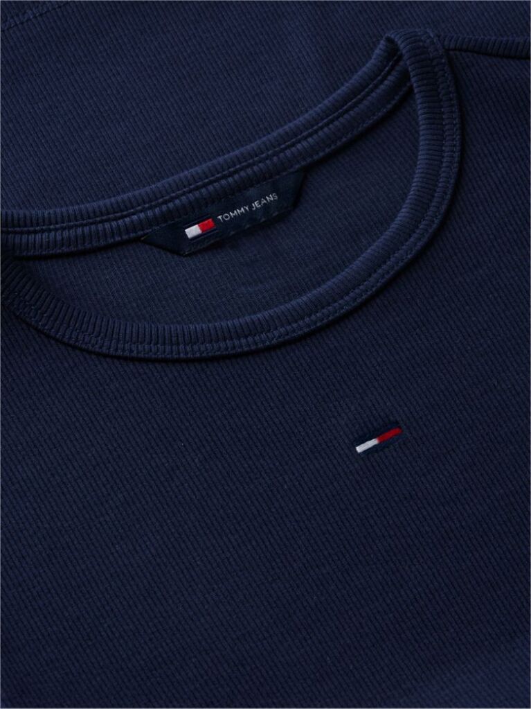 Blue Tricou Slim Cu Maneca Lunga Si Guler Riplat  Femei