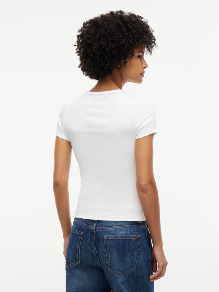 Bej TricouTommy Badge Ribbed Slim   Femei