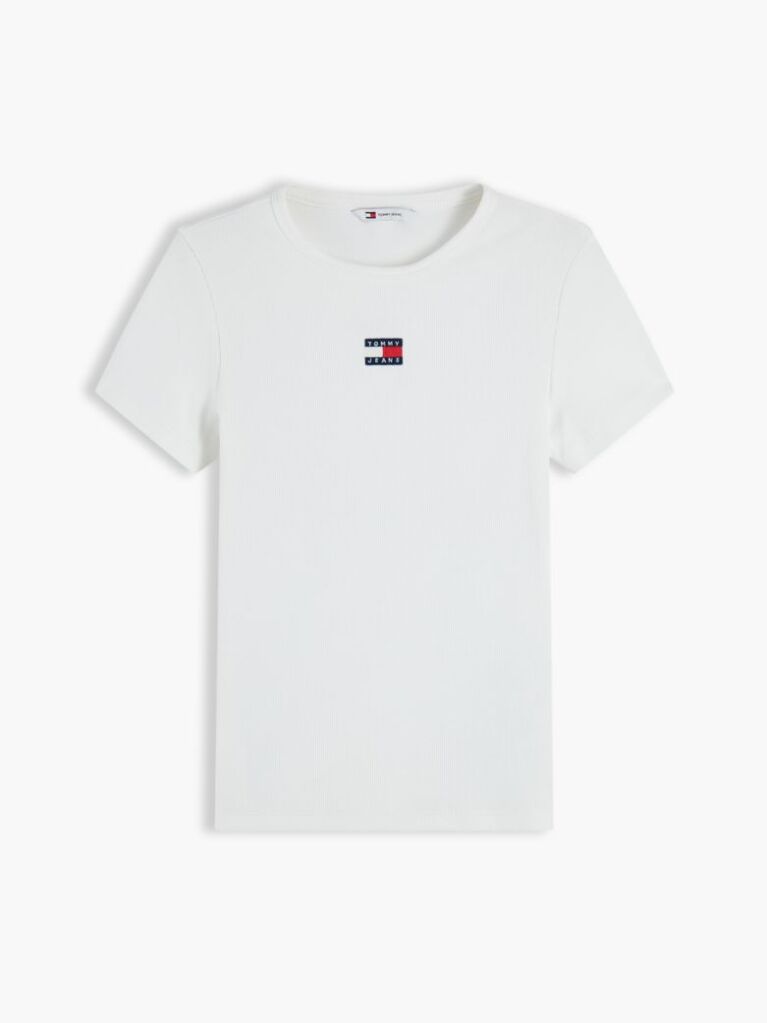 Bej TricouTommy Badge Ribbed Slim   Femei