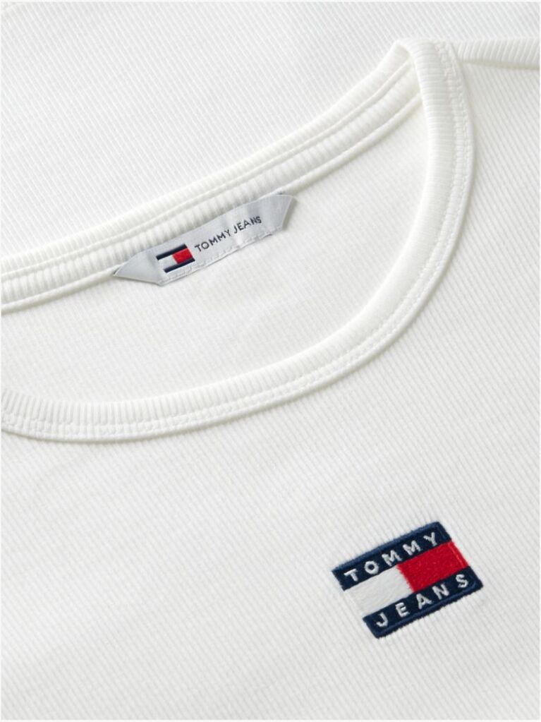 Bej TricouTommy Badge Ribbed Slim   Femei