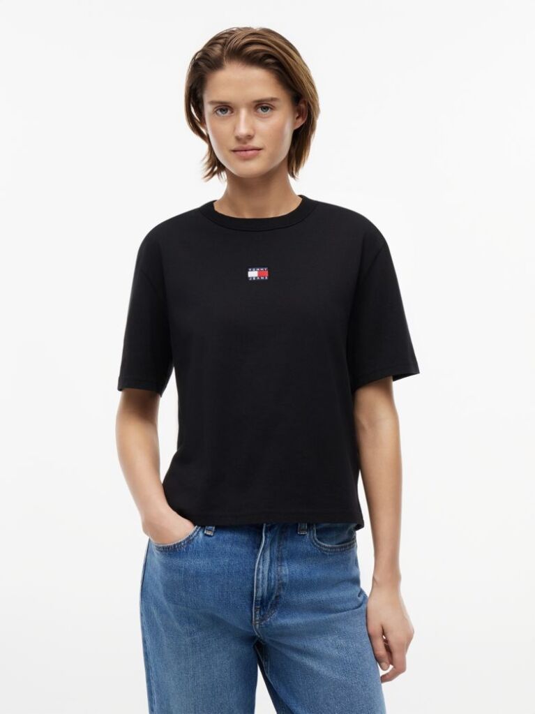 Negru Tricou Boxy  Femei