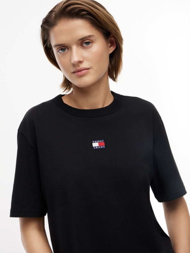 Negru Tricou Boxy  Femei