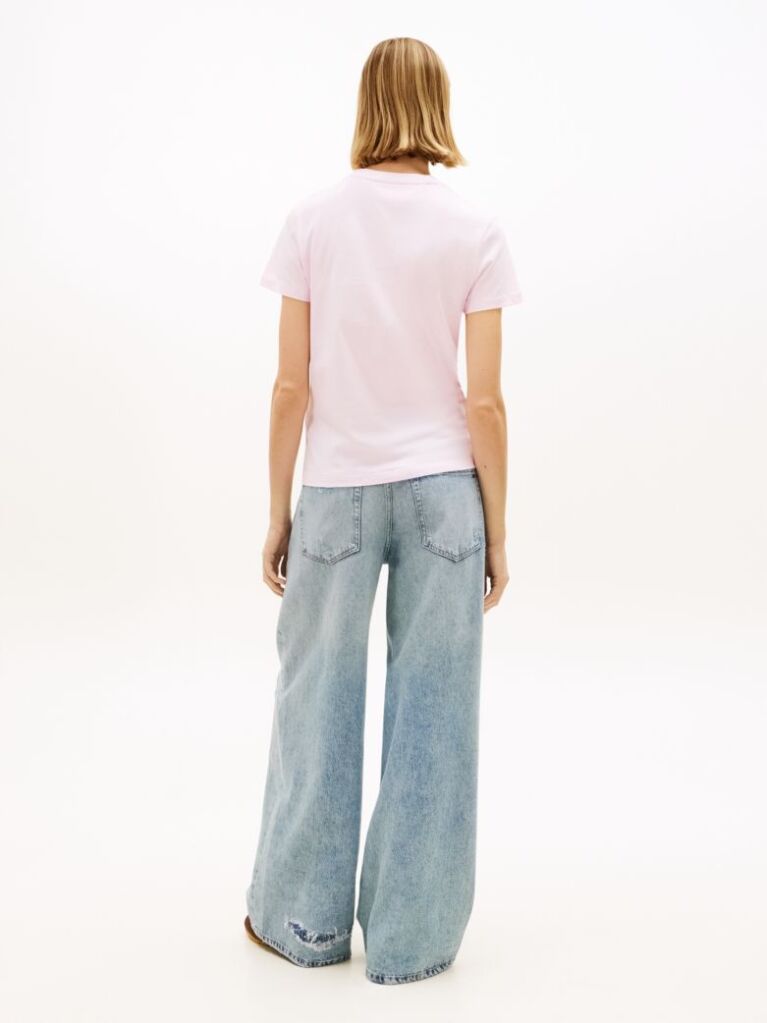 Roz Tricou Cu Guler Rotund Si Logo Bubble  Femei
