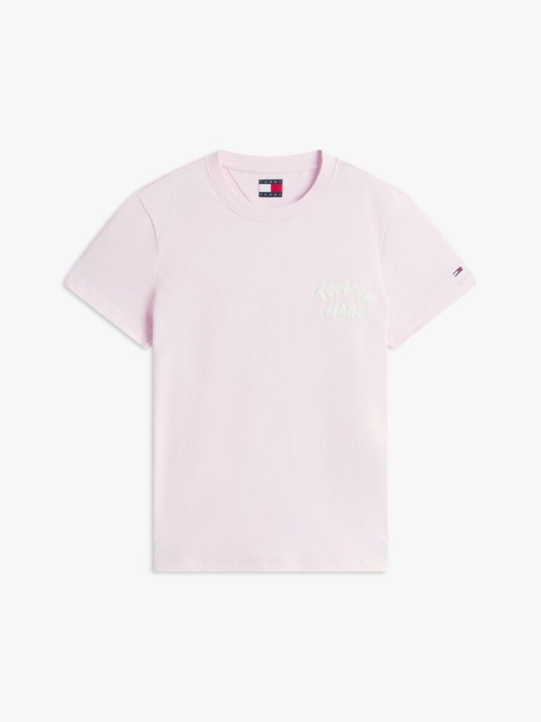 Roz Tricou Cu Guler Rotund Si Logo Bubble  Femei