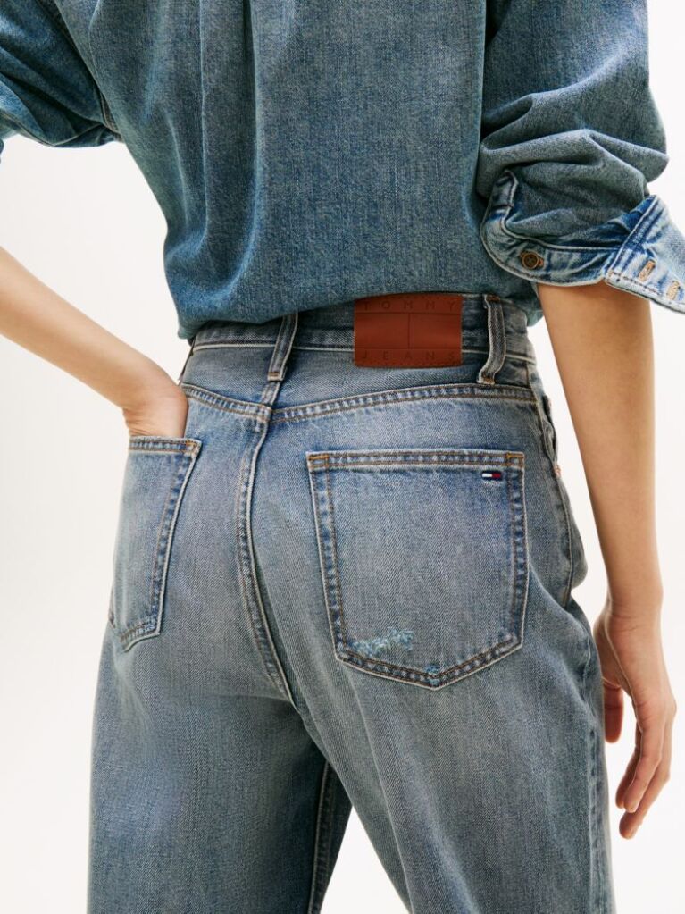 Denim Blugi Mom Jeans Cu Talie Foarte Inalta Si Picior Tapered  Femei