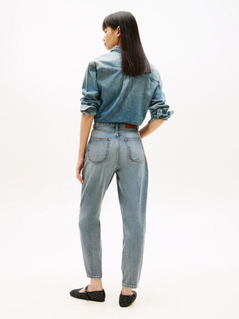 Denim Blugi Mom Jeans Cu Talie Foarte Inalta Si Picior Tapered  Femei