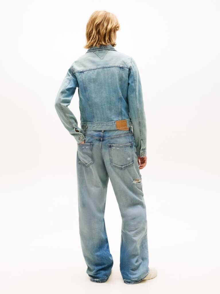 Denim Jacheta Relaxata Din Denim Decolorat Stil Trucker  Femei