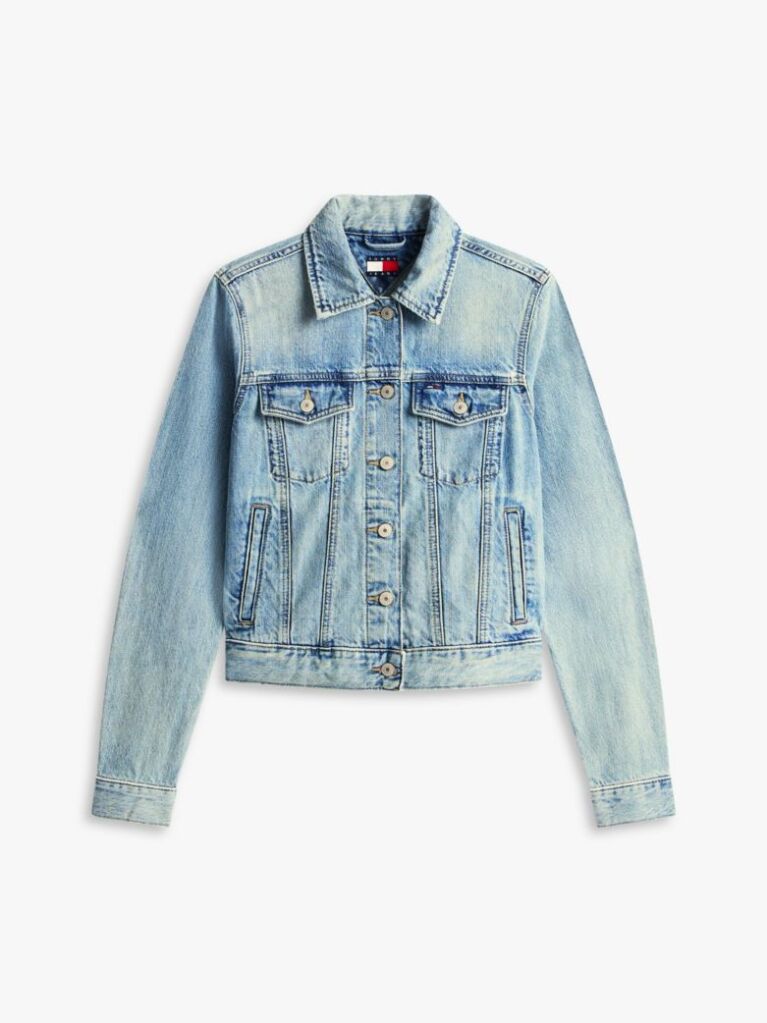 Denim Jacheta Relaxata Din Denim Decolorat Stil Trucker  Femei