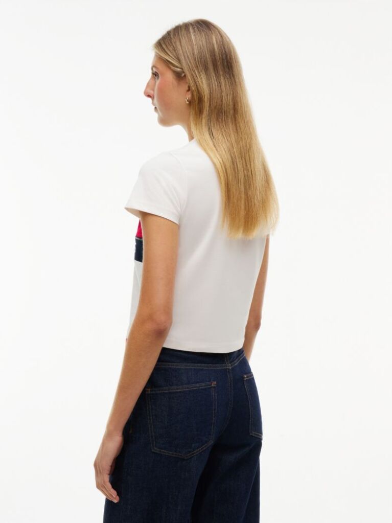 Alb Tricou Tommy Flag  Femei